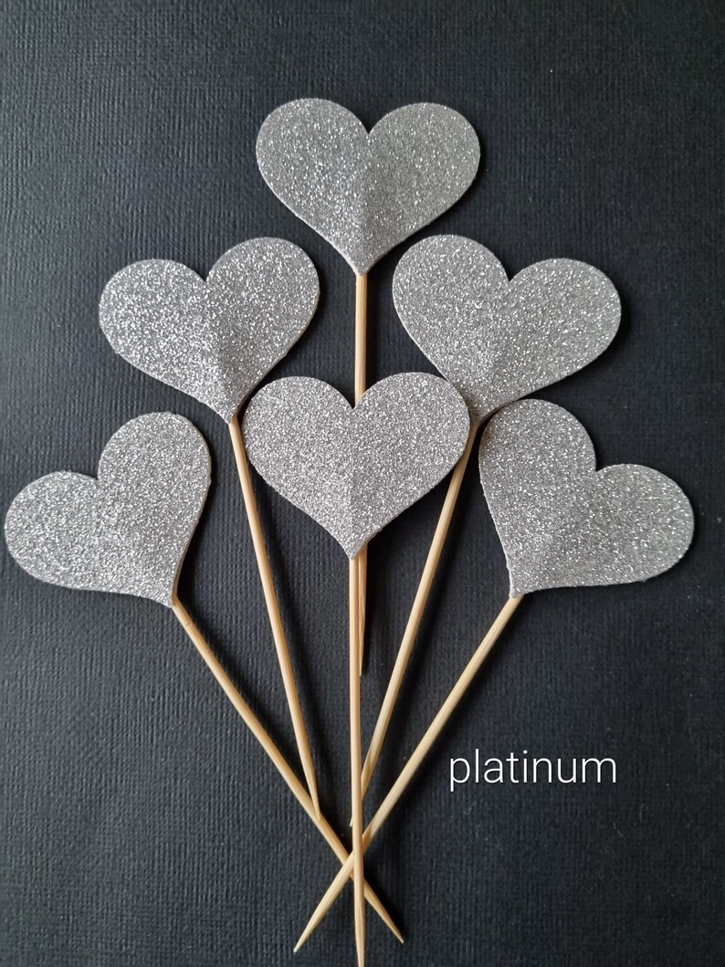 Glitter Heart Cupcake Toppers glitter Heart Topper heart Cake Toppers