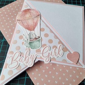 Baby Mädchen |Handmade |Teepee Karte| Pyramidenkarte| Ausgefallene Falten | Willkommen Baby| Herzlichen Glückwunsch| Rosa| Karten für Mädchen