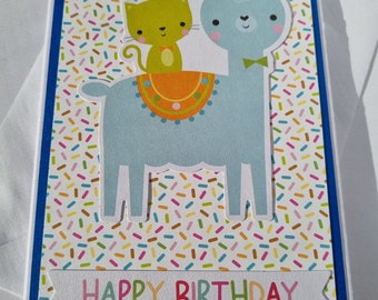 Blue llama birthday card | Gift card holder | Handmade cards | Fancy fold card | Cards for boys | Cute cards
