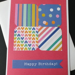 Happy Birthday | Blank Card | Handmade | Stripes | Hearts | Cute Cards