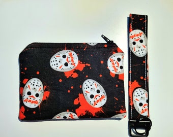 Friday the 13th key fob and coin purse bundle| Handmade | Zipper pouch | Fabric key fob | Cute gift ideas | Gift Set