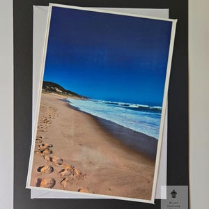Footsteps in sand scenic greeting card | Beach photo card | Blank photo card | Portsea Beach | Victoria