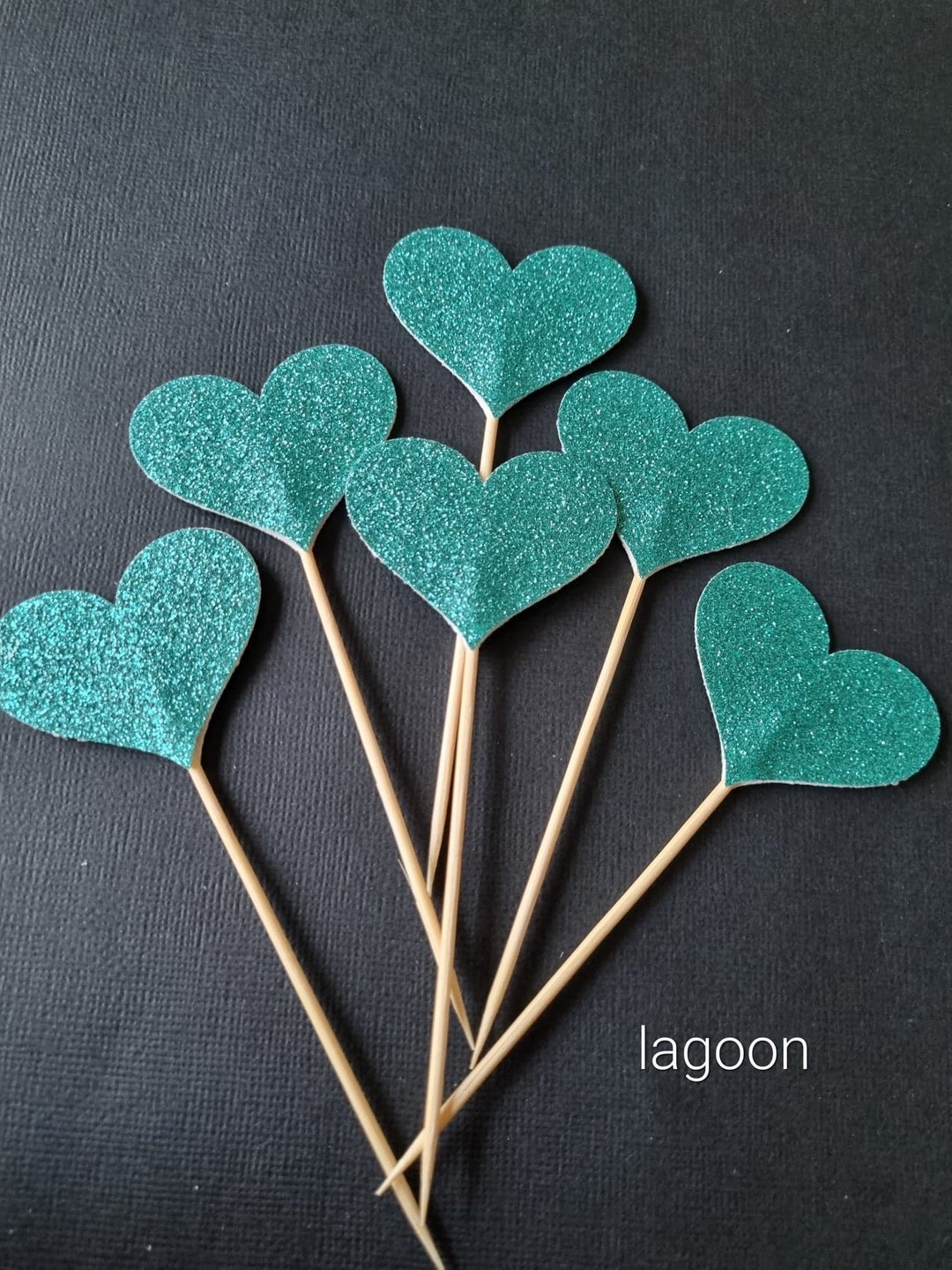 Glitter Heart Cupcake Toppers glitter Heart Topper heart Cake Toppers
