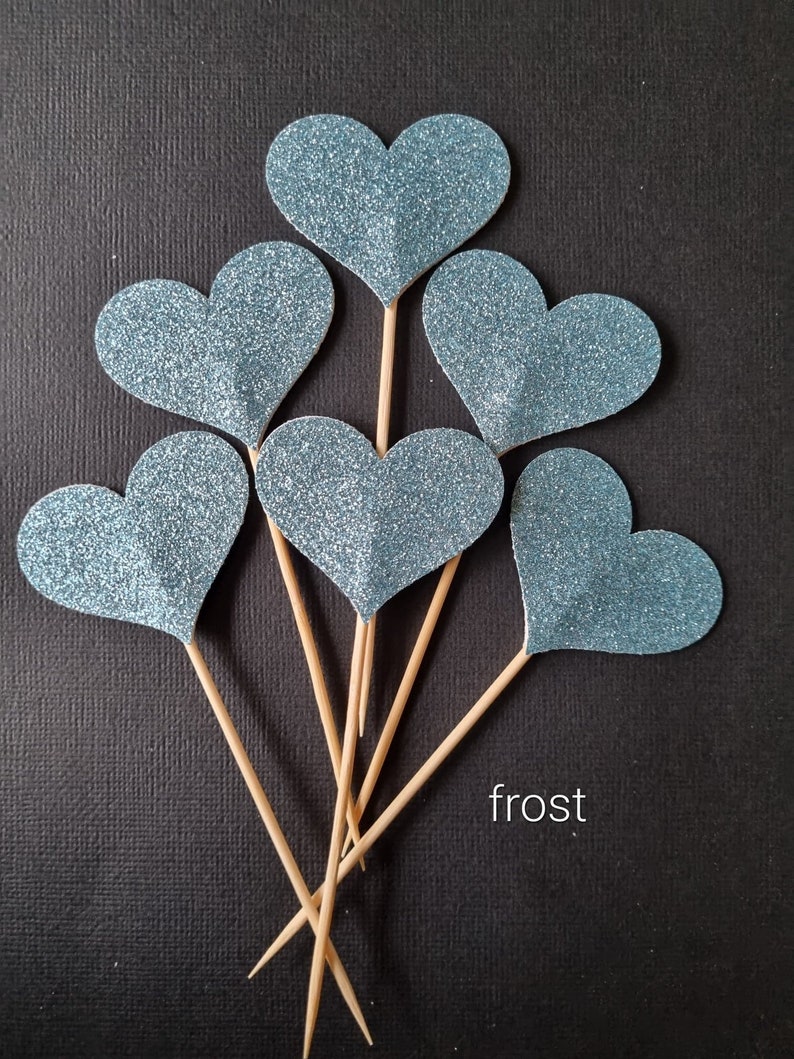 Glitter Heart Cupcake Toppers glitter Heart Topper heart Cake Toppers