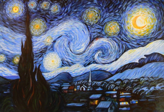 After V. Van Gogh - the Starry Night, Hand Painted Copy - Etsy