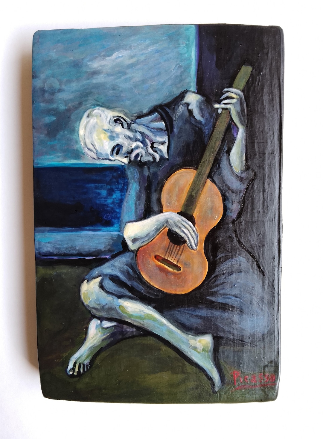 After P. Picasso - the Old Guitarist, Hand Painted Copy - Etsy