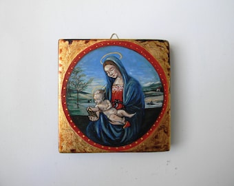 after Raffaello - Virgin and Child hand painted