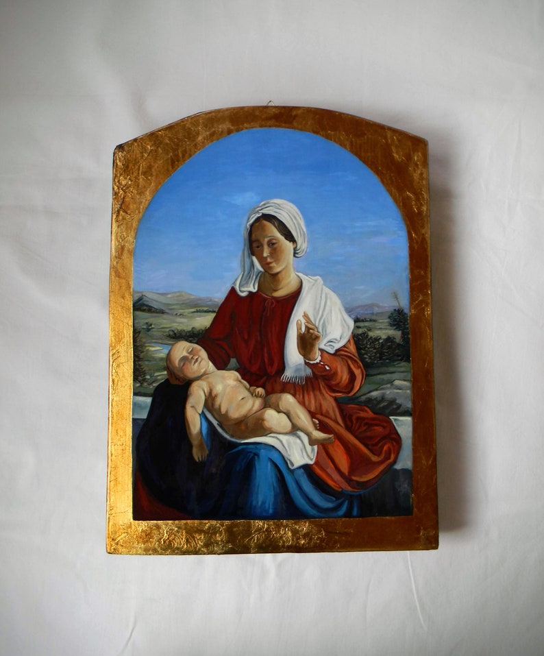 After Giovanni Pagliarini Virgin and Child Hand Painted Etsy