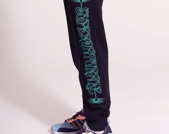 Supernaturale Joggers Track Pants Cotton Relaxed Weekend Festival Baggy Black Pants Trackies Printed