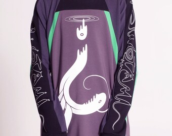 Wotami Long Sleeve Top Grapgic Prints Tie Dye Cotton Designer Festival Weekend Casual Spiritwear Unisex