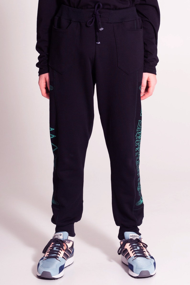 Supernaturale Joggers Track Pants Cotton Relaxed Weekend Festival Baggy Black Pants Trackies Printed image 3