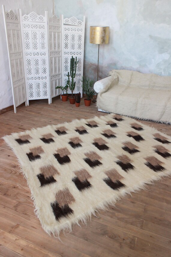 Fluffy Wool White Living Room Area Rug Hand Woven Carpet Indoor Throw Blanket Soft Bedroom