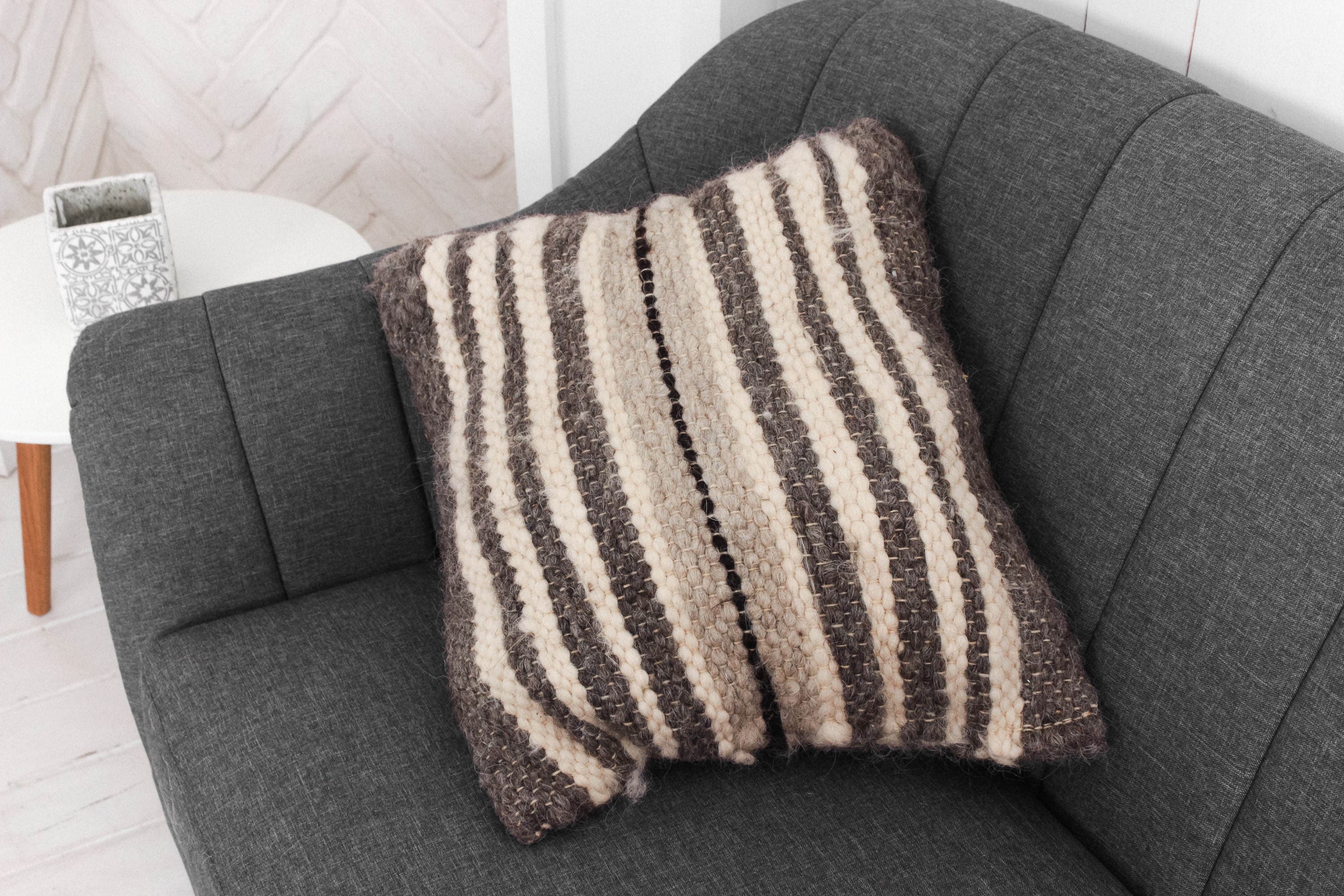 Graue Kissen für Couch wolle Cusion handgewebte akzentkissen | Etsy