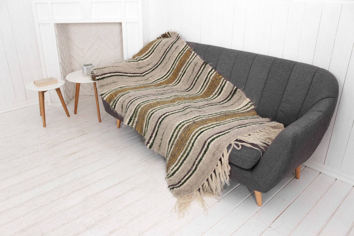 small throw for chair sofa and chair wool throw striped Etsy