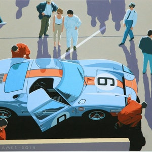 Ford GT40 1968. Classic car print.