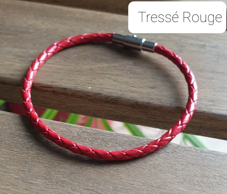 Leather bracelet, Men's bracelet, Vintage brown, Braided leather, Magnetic stainless steel clasp Tressé Rouge