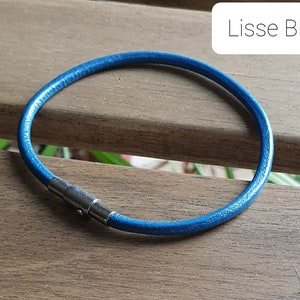 Leather bracelet, Men's bracelet, Vintage brown, Braided leather, Magnetic stainless steel clasp Lisse Bleu