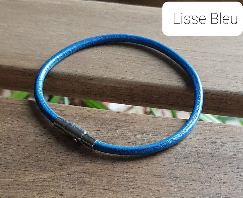 Leather bracelet, Men's bracelet, Vintage brown, Braided leather, Magnetic stainless steel clasp Lisse Bleu