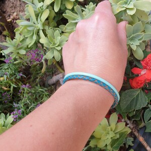 Multi-strand leather bracelet, Water green and Turquoise, Women&#39;s bracelet, Girls&#39; bracelet, Smooth leather, Braided leather, Magnetic stainless steel clasp