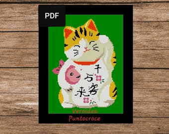 PDF PATROON kabeljauw 12 kruissteekpatroon Japanse gelukskat