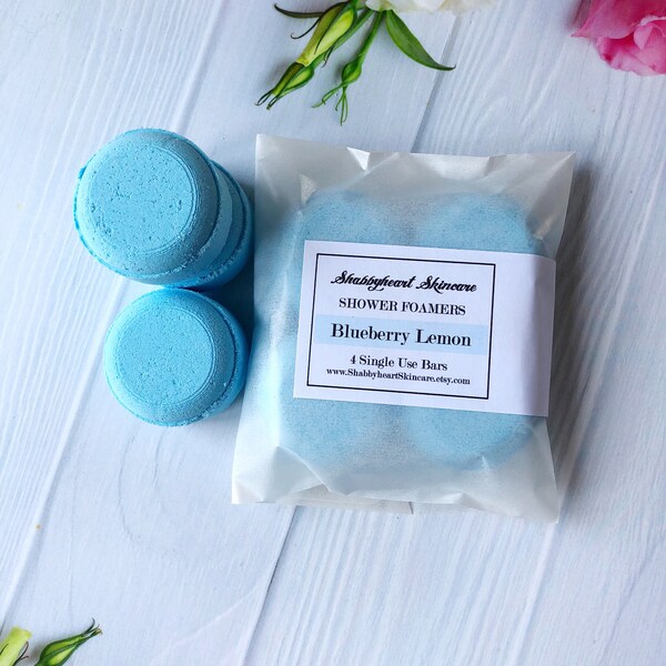 Blueberry Lemon Shower Foamers - Shower Bomb - Plastic Free Gift - Solid Shower Gel - Eco Friendly Gift - Body Wash - Spa Bomb