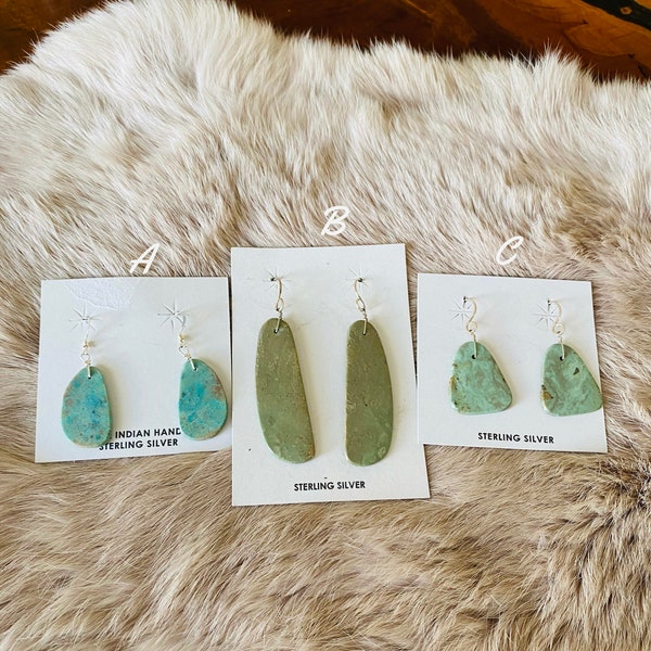 Green Turquoise Slab Earrings
