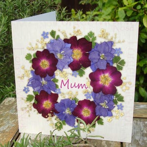 Dans Sympathy Card Mum, Fleur pressée PRINT