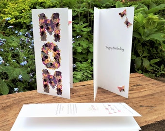 Mom Birthday Card, Pressed Flower PRINT