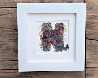 Alphabet Letter N Mounted Print, Framed Print, Pressed Flower PRINT.