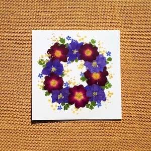 Carte florale personnalisée, impression de fleurs pressées, carte vierge
