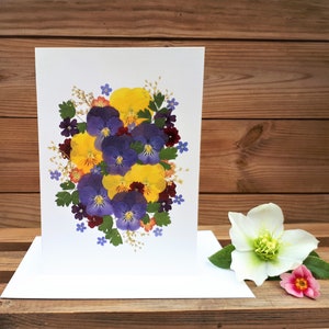 Carte florale personnalisée, impression de fleurs pressées, carte vierge, carte de Pâques