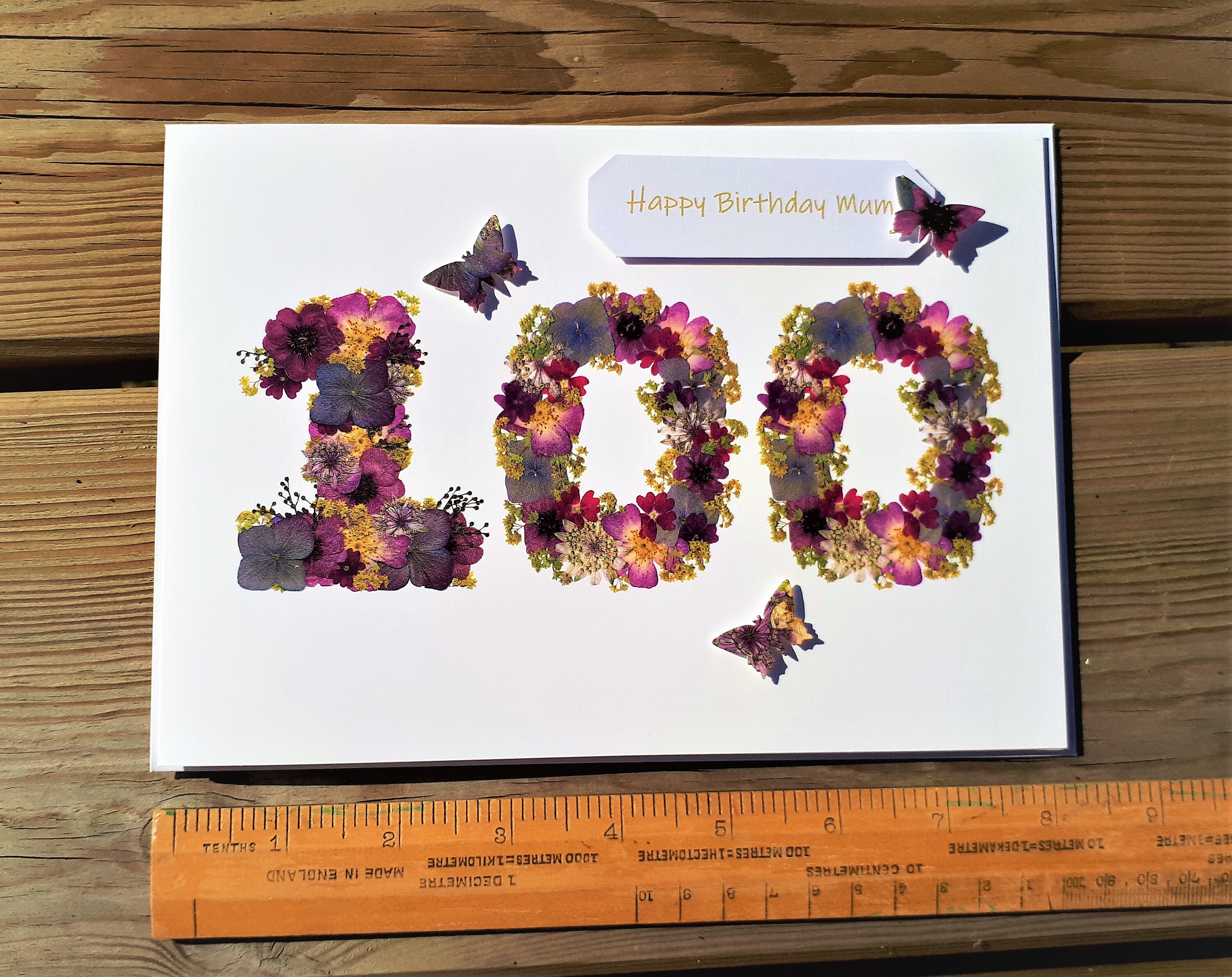 Personalised 100th Birthday Card, Pressed Flower PRINT - Etsy