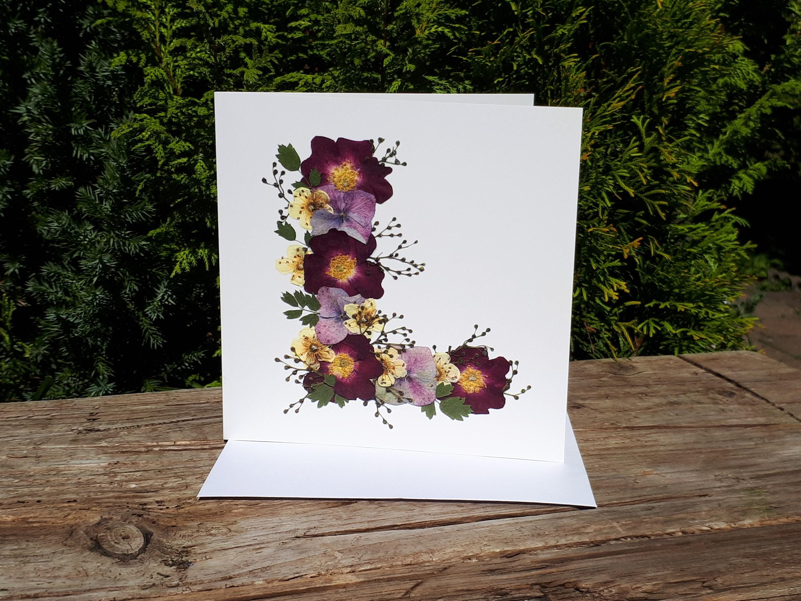 Personalised Letter L Card, Pressed Flower PRINT, Blank Card - Etsy UK