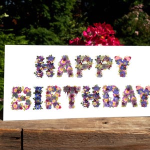 Pressed Flower Print Birthday Card, Pressed Flower PRINT,  Cards For Gardeners.