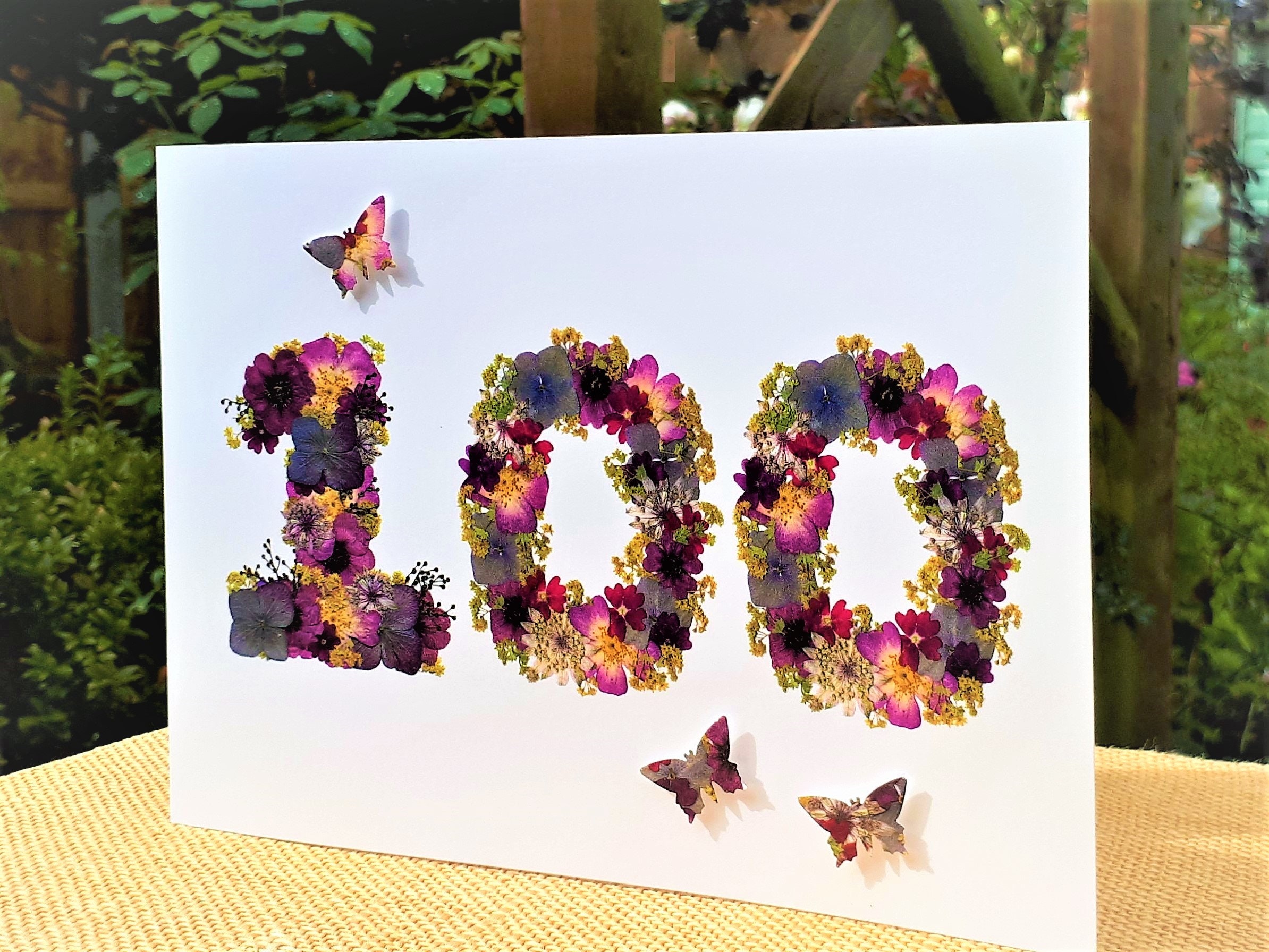 Personalised 100th Birthday Card Pressed Flower PRINT | Etsy