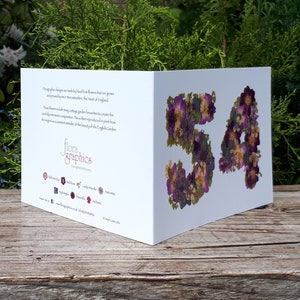 Personalised Number 54 Card, Pressed Flower PRINT image 2