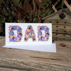 Carte d'anniversaire de papa, impression de fleurs pressées, cartes pour jardiniers