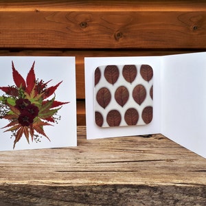 Mum Birthday Gift, Personalised Card and Coaster Gift, Pressed Acer Leaf PRINT, Gift For Gardeners