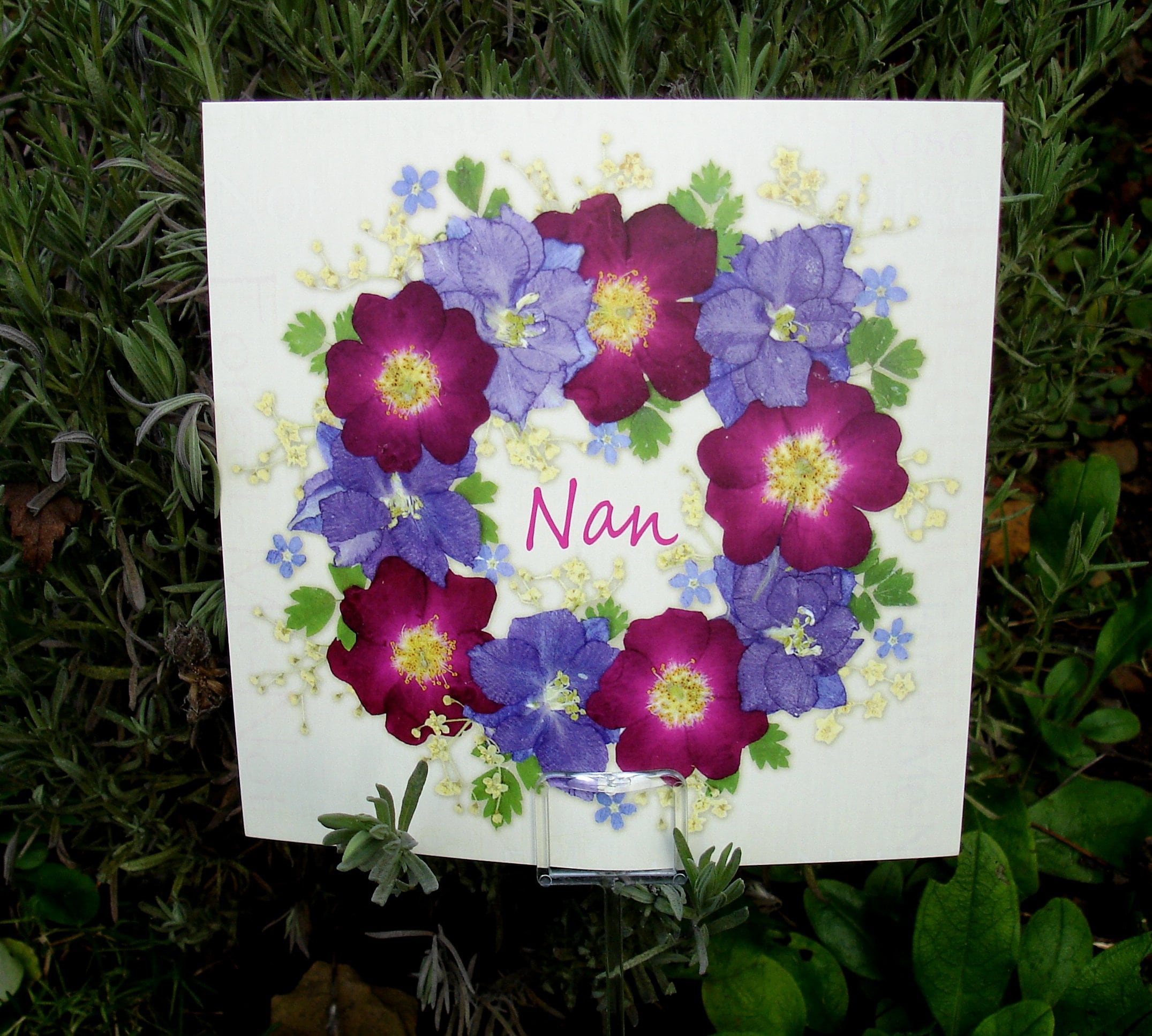 Graveside Memorial Card Nan In Sympathy Nan English Pressed Etsy