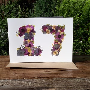 Carte personnalisée n° 17, impression fleurs pressées
