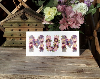 Mum Birthday Card, Pressed Flower PRINT