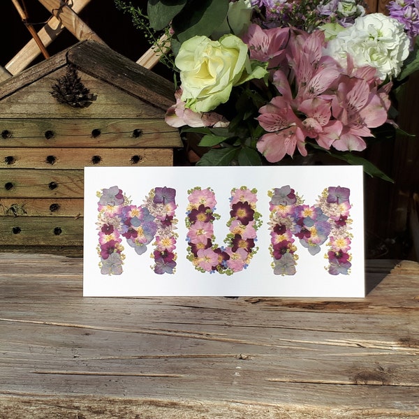 Mum Birthday Card, Pressed Flower PRINT
