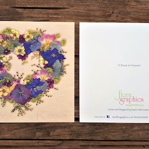 Graveside Loveheart Card, Imprimé fleur pressée, Carte résistante aux intempéries