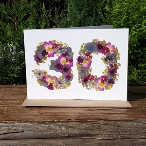 Personalised 30th Birthday Card, Pressed Flower PRINT