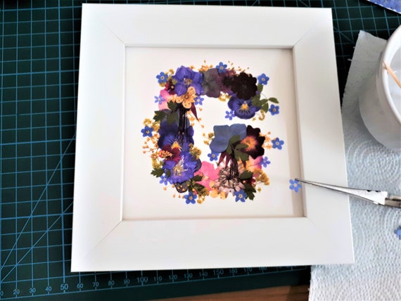 Letter G Framed Print With Real Forget Me Nots Framed Print With Real Forget Me Nots