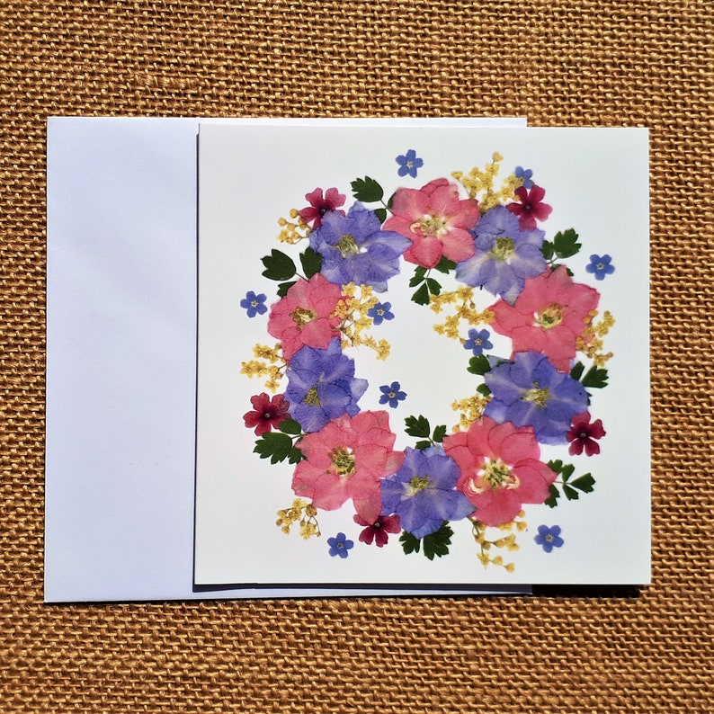 Blank Card Card for Gardeners Forget Me Not Card English Pressed Flower Print Floral Note Card