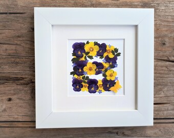 Alphabet Letter B Mounted Print, Framed Print, Pressed Flower PRINT.