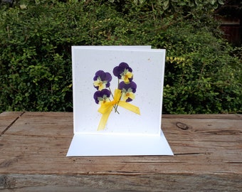 Real Viola Card, Personalised Pressed Flower Card, Blank Card
