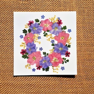 パーソナライズされた花カード、押し花プリント、白紙カード