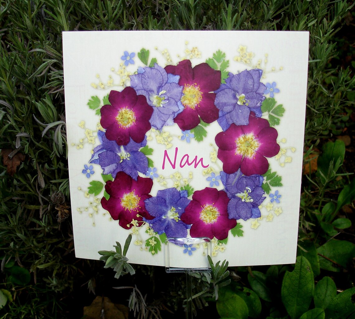 Graveside Memorial Card Nan In Sympathy Nan English Pressed Etsy